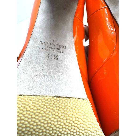 VALENTINO GARAVANI patent leather Tan-go Platform Pump In Titian IT 41.5 - Picture 5 of 16